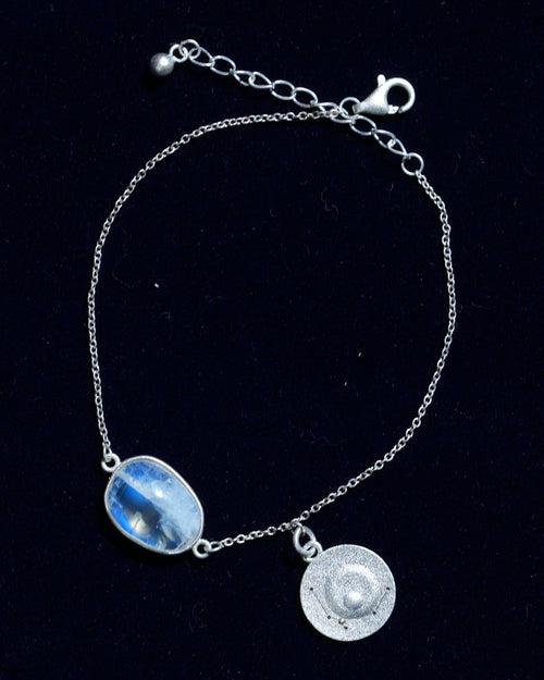 Moonstone bracelet AV-0011, Aquarius, on navy velvet