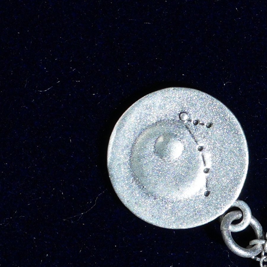 Coin of AV-0018, engraved with the Pisces constellation, close up