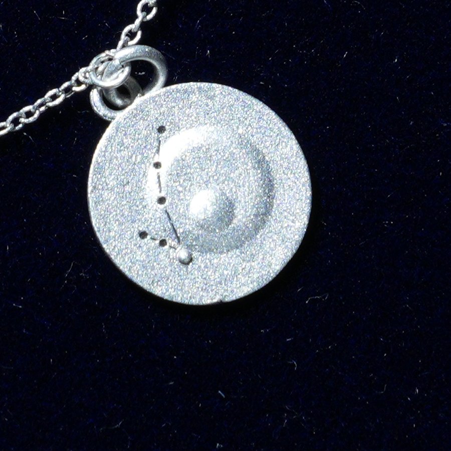 Coin of AV-0038, engraved with the Pisces constellation, close up